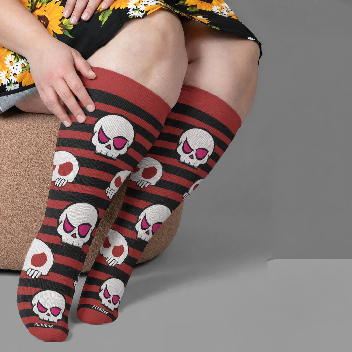 Chaussettes de compression grandes tailles Skull Lollipops - Rouge (1 paire) - 4XL - image 2