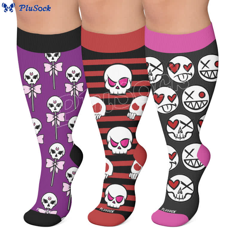 Chaussettes de compression grandes tailles Skull Lollipops - image 0