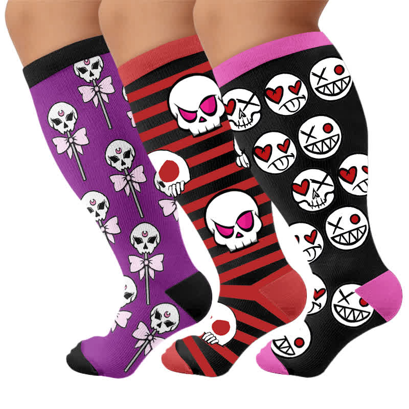 Chaussettes de compression grandes tailles Skull Lollipops - Multicolore (3 paires) - 4XL - image 4