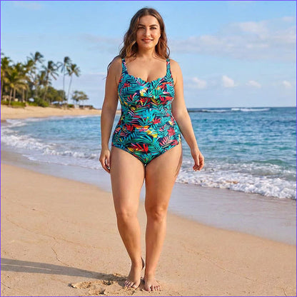 Maillot de bain une pièce froncé à imprimé cachemire tropical - image 2