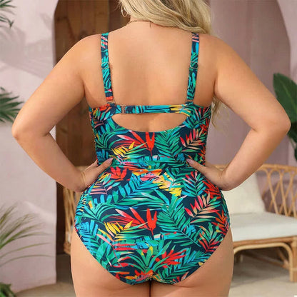 Maillot de bain une pièce froncé à imprimé cachemire tropical - image 1