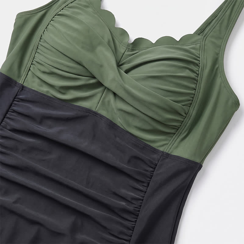 Maillot de bain une pièce froncé à imprimé cachemire tropical - image 14