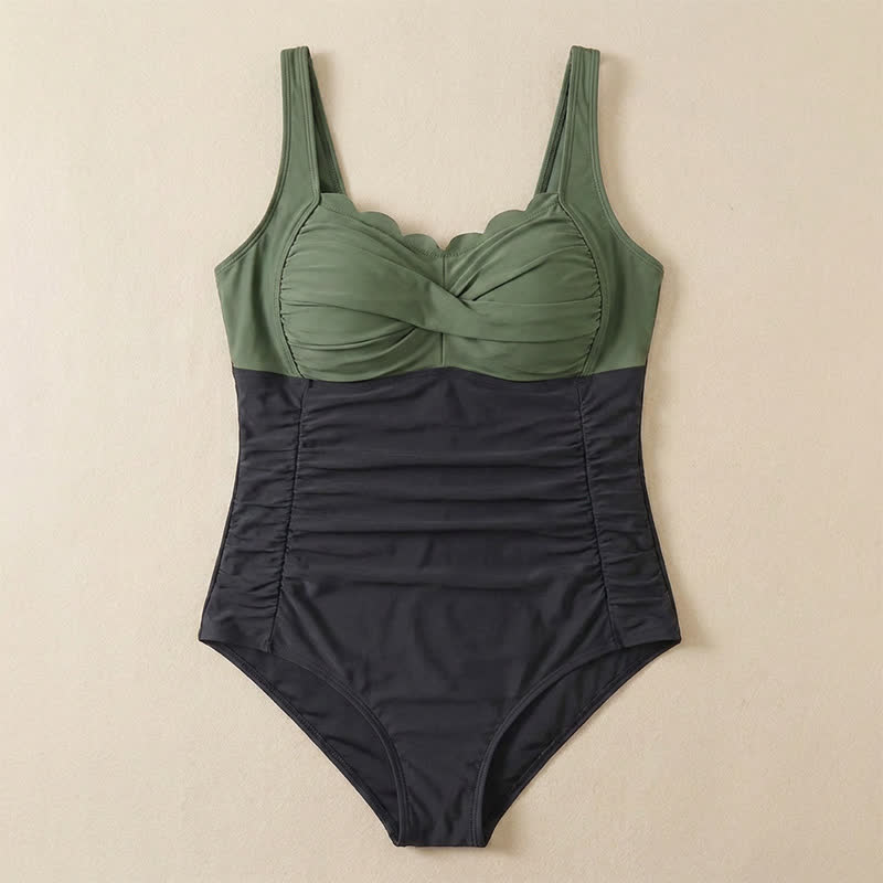 Maillot de bain une pièce froncé à imprimé cachemire tropical - image 15