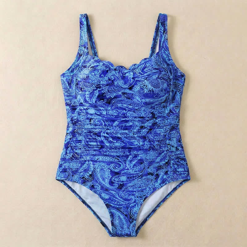 Maillot de bain une pièce froncé à imprimé cachemire tropical - image 17