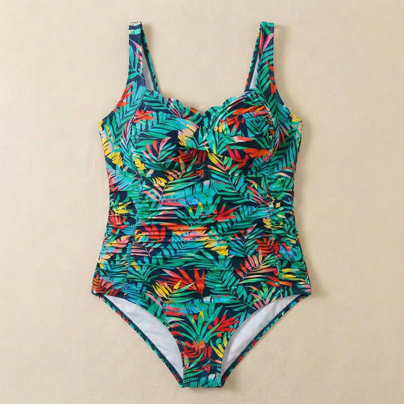 Maillot de bain une pièce froncé à imprimé cachemire tropical - image 18