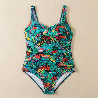 Maillot de bain une pièce froncé à imprimé cachemire tropical - image 18