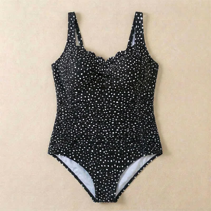 Maillot de bain une pièce froncé à imprimé léopard fleuri vintage - image 17