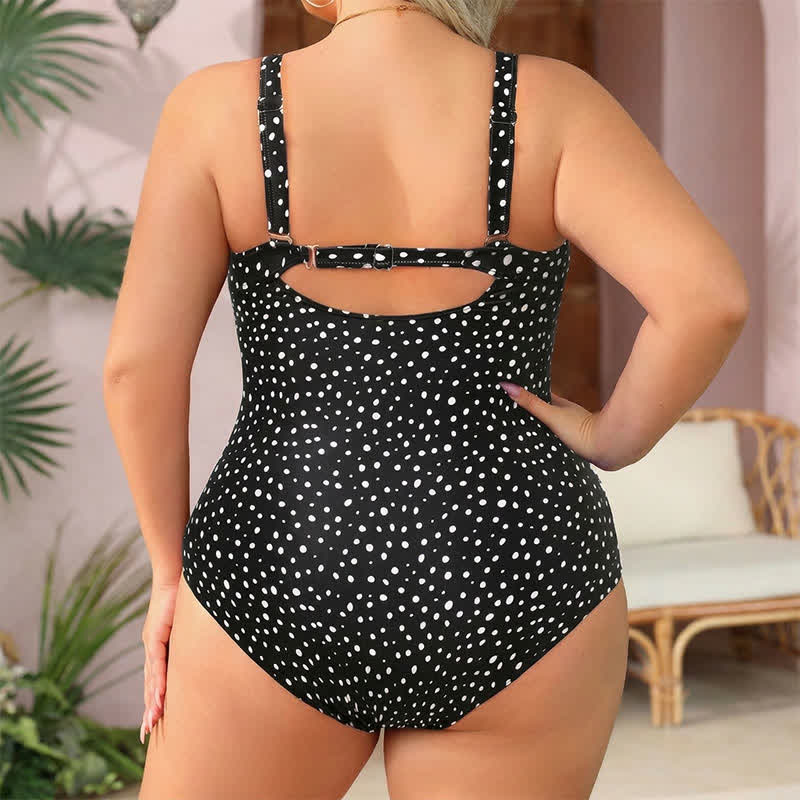 Maillot de bain une pièce froncé à imprimé léopard fleuri vintage - image 3