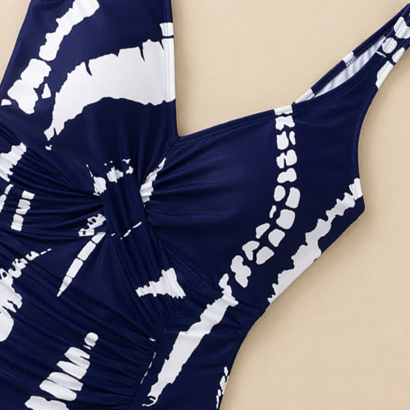 Maillot de bain une pièce imprimé marbre bleu à devant torsadé - image 10
