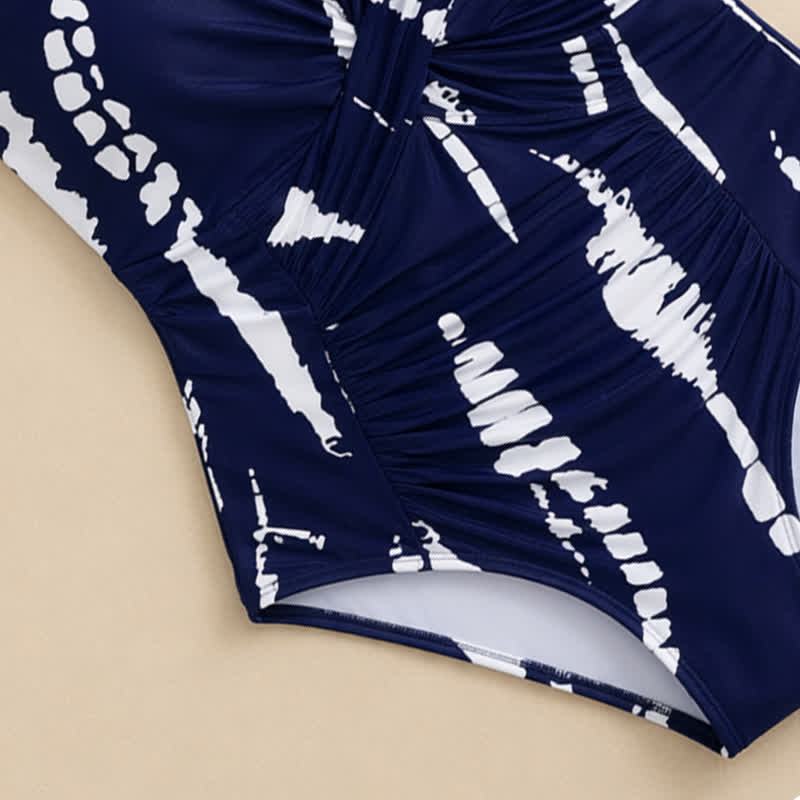 Maillot de bain une pièce imprimé marbre bleu à devant torsadé - image 11