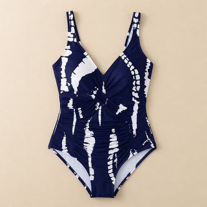 Maillot de bain une pièce imprimé marbre bleu à devant torsadé - image 14