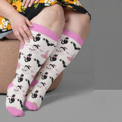 Chaussettes de compression grandes tailles citrouille et cœur - Rose (1 paire) - 4XL - image 3