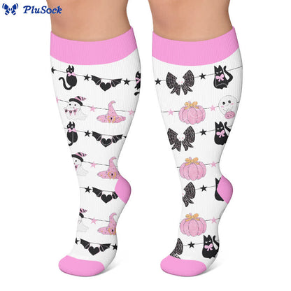 Chaussettes de compression grandes tailles citrouille et cœur - image 7