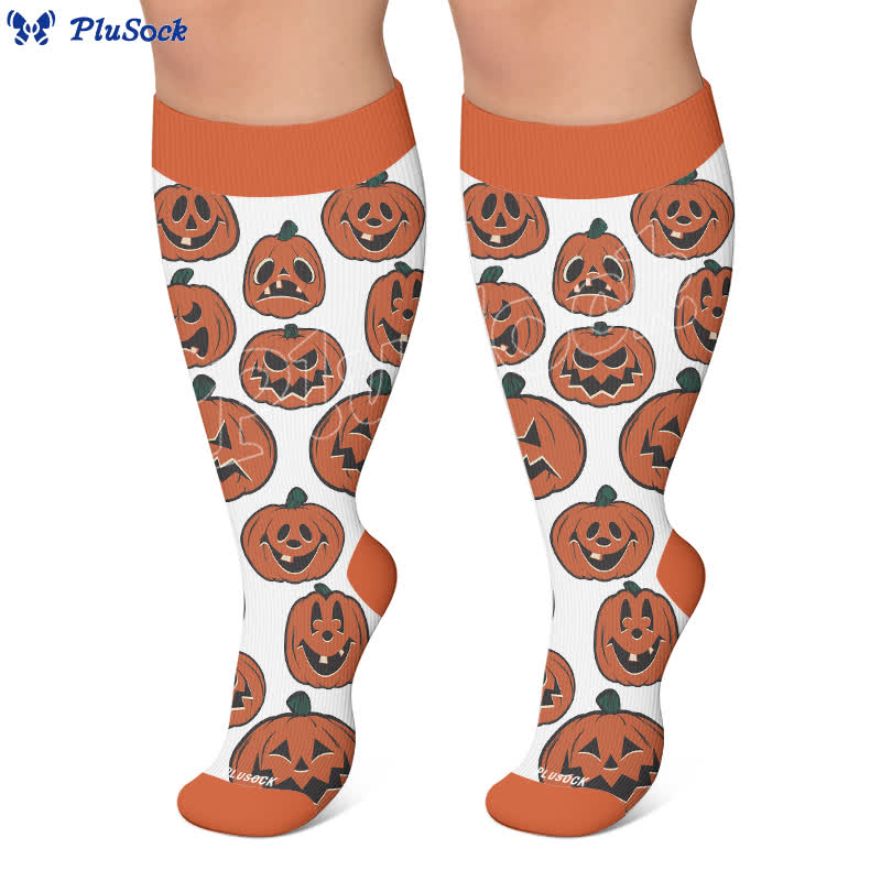 Chaussettes de compression grandes tailles citrouille et cœur - image 6