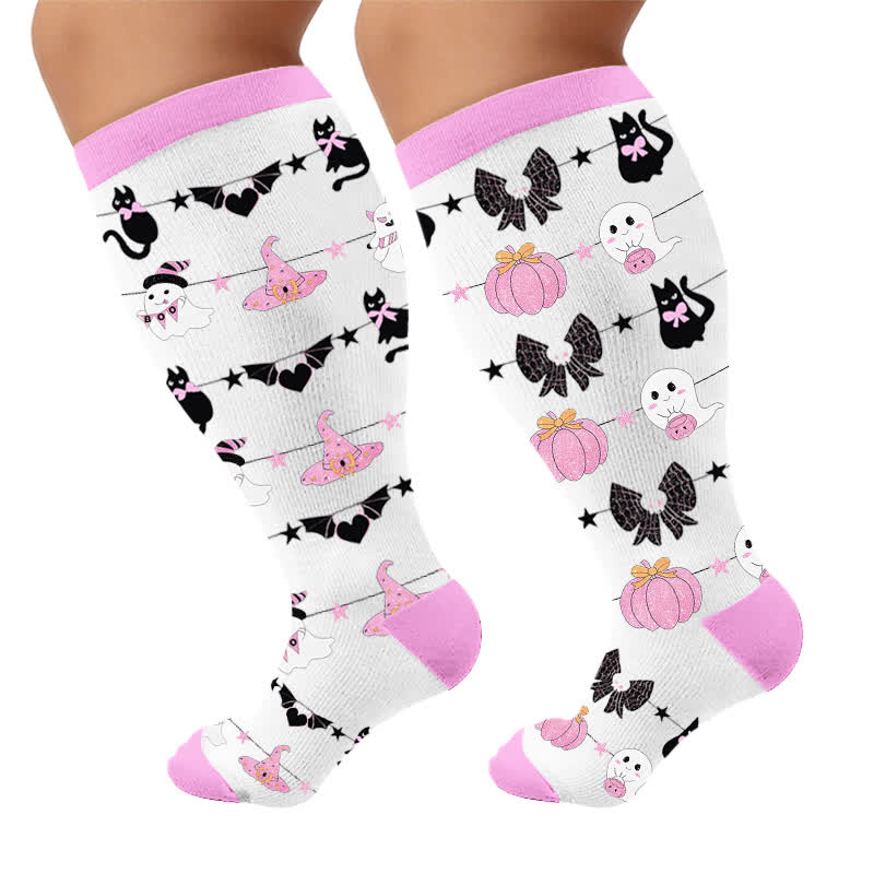 Chaussettes de compression grandes tailles citrouille et cœur - image 10