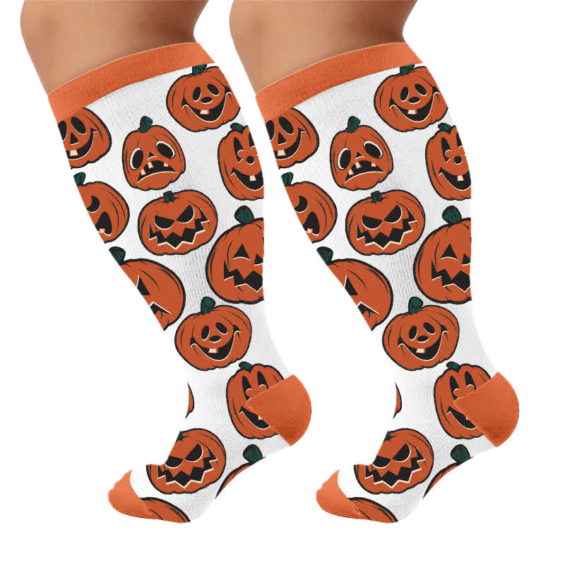 Chaussettes de compression grandes tailles citrouille et cœur - image 9