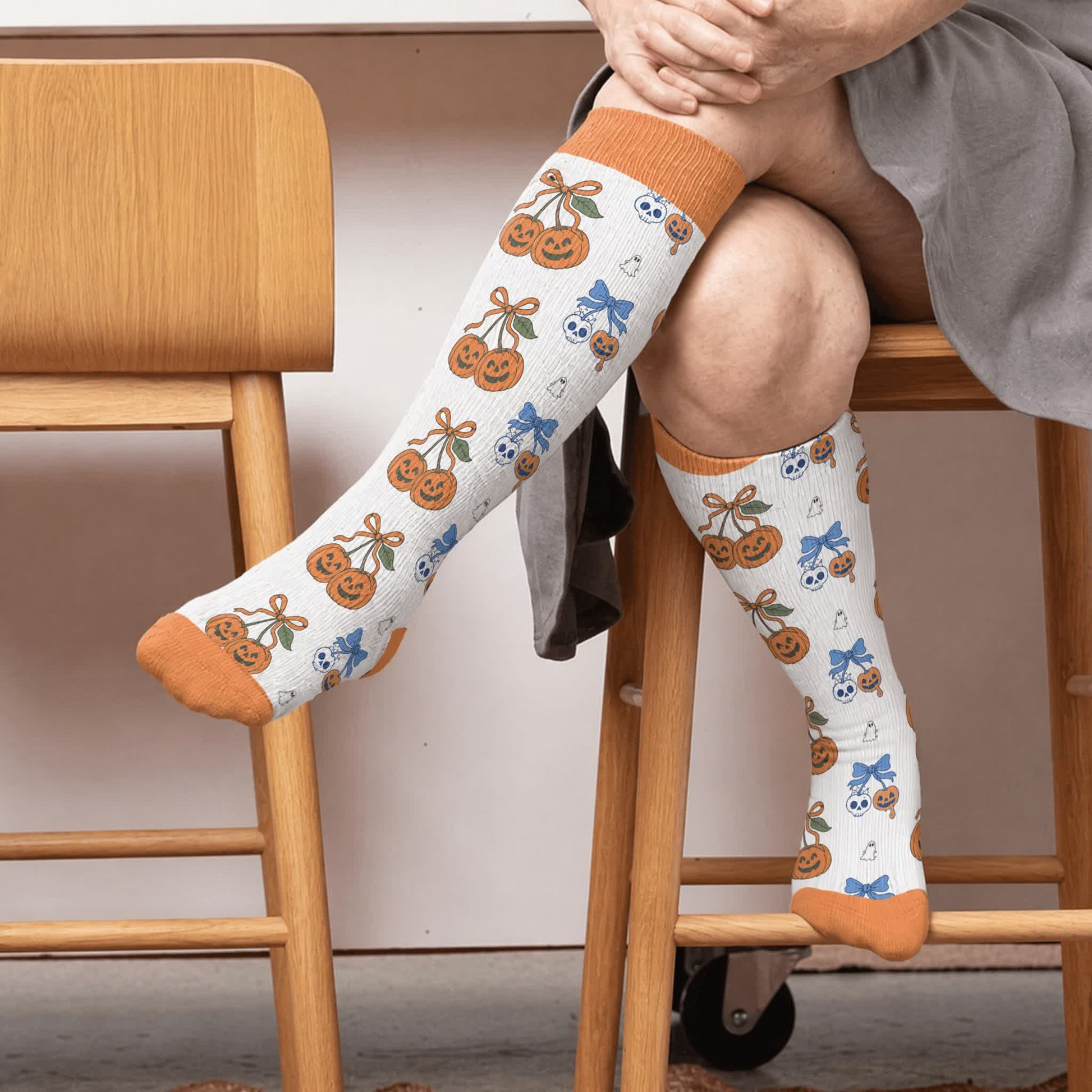 Chaussettes de compression Moon Bat Skull grandes tailles - Blanc (1 paire) - 4XL - image 3