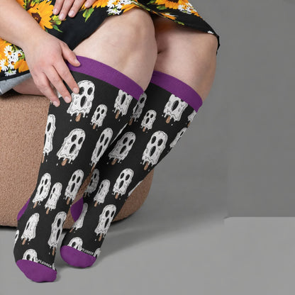 Chaussettes de compression grande taille à motif de crâne et crème glacée - Noir (1 paire) - 4XL - image 1