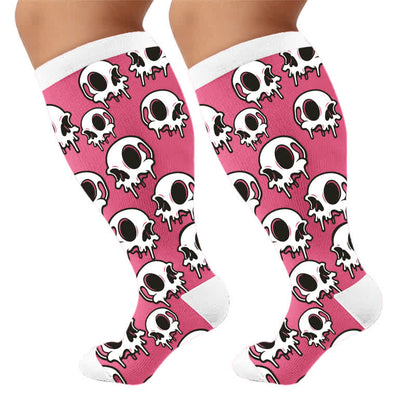 Chaussettes de compression grande taille à motif de crâne et crème glacée - image 10