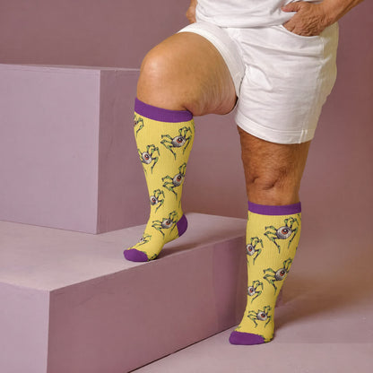 Chaussettes de compression grande taille à motif crâne d'escargot - Violet (1 paire) - 4XL - image 1