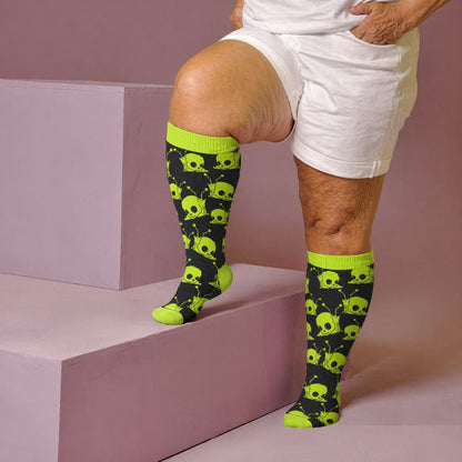 Chaussettes de compression grande taille à motif crâne d'escargot - Vert (1 paire) - 4XL - image 2