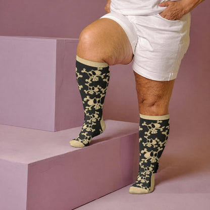 Chaussettes de compression grande taille à motif crâne d'escargot - Abricot (1 paire) - 4XL - image 3