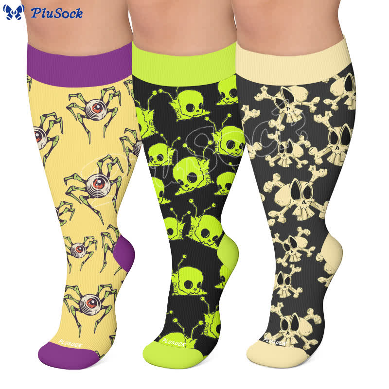 Chaussettes de compression grande taille à motif crâne d'escargot - image 0