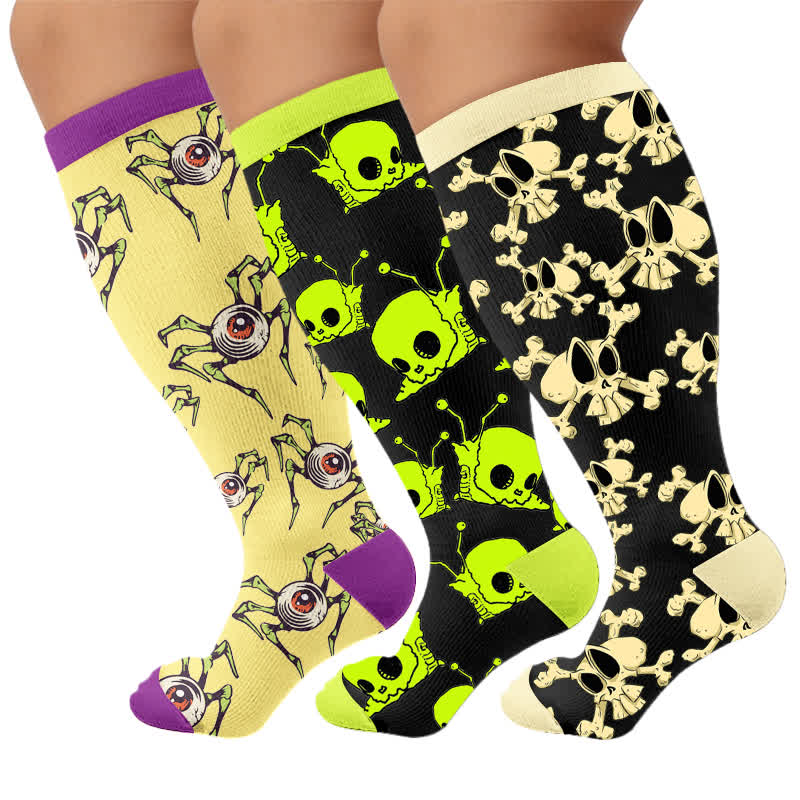 Chaussettes de compression grande taille à motif crâne d'escargot - Multicolore (3 paires) - 4XL - image 4