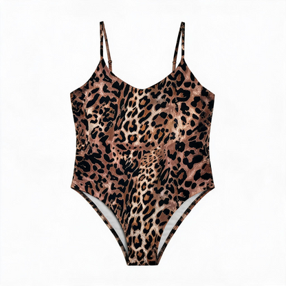 Maillot de bain une pièce échancré à motif léopard sauvage - image 2