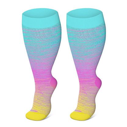 Chaussettes de compression à rayures vives grandes tailles 2XL à 7XL - Violet clair - 7XL - image 13