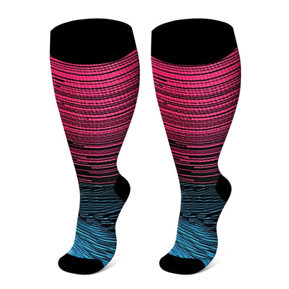 Chaussettes de compression à rayures vives grandes tailles 2XL à 7XL - Fuchsia - 7XL - image 15