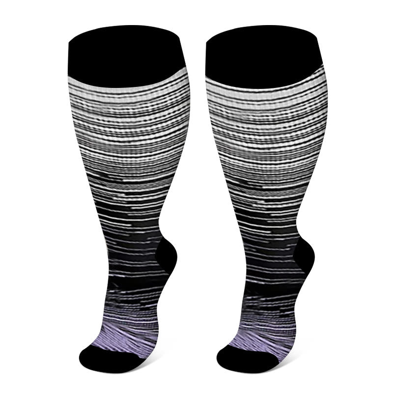 Chaussettes de compression à rayures vives grandes tailles 2XL à 7XL - Violet - 7XL - image 14