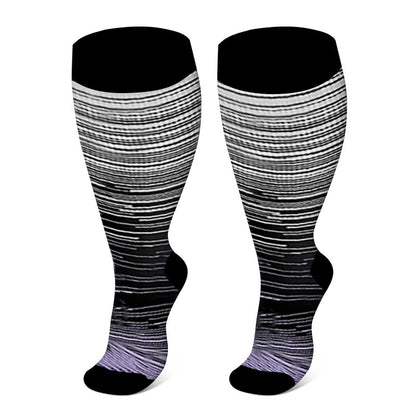 Chaussettes de compression à rayures vives grandes tailles 2XL à 7XL - Violet - 7XL - image 14