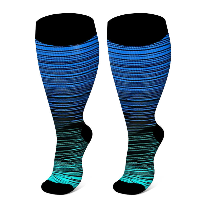Chaussettes de compression à rayures vives grandes tailles 2XL à 7XL - Bleu marine - 7XL - image 16