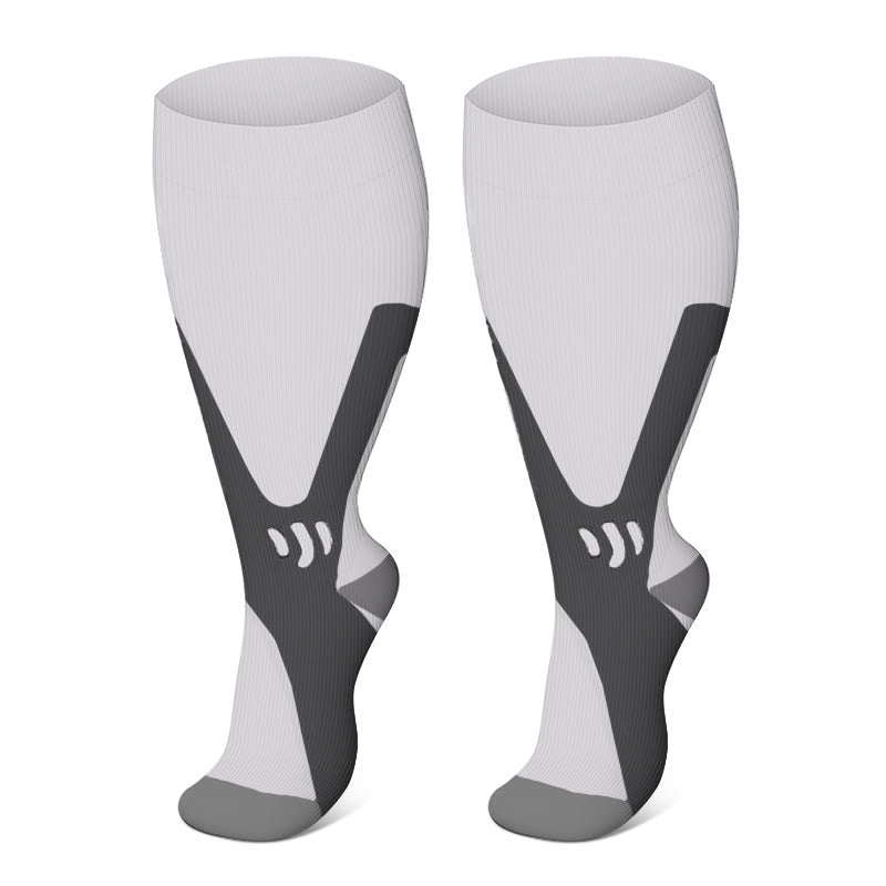 Chaussettes de compression à rayures vives grandes tailles 2XL à 7XL - Blanc-A - 7XL - image 18