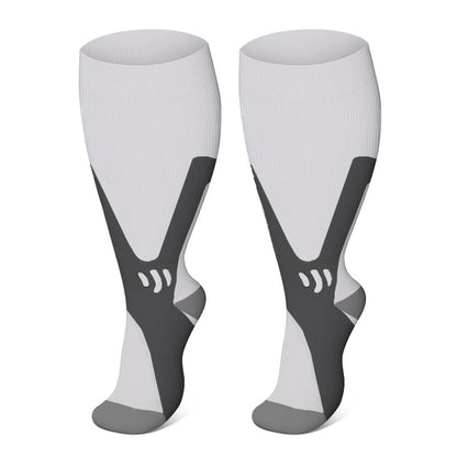 Chaussettes de compression à rayures vives grandes tailles 2XL à 7XL - Blanc-A - 7XL - image 18
