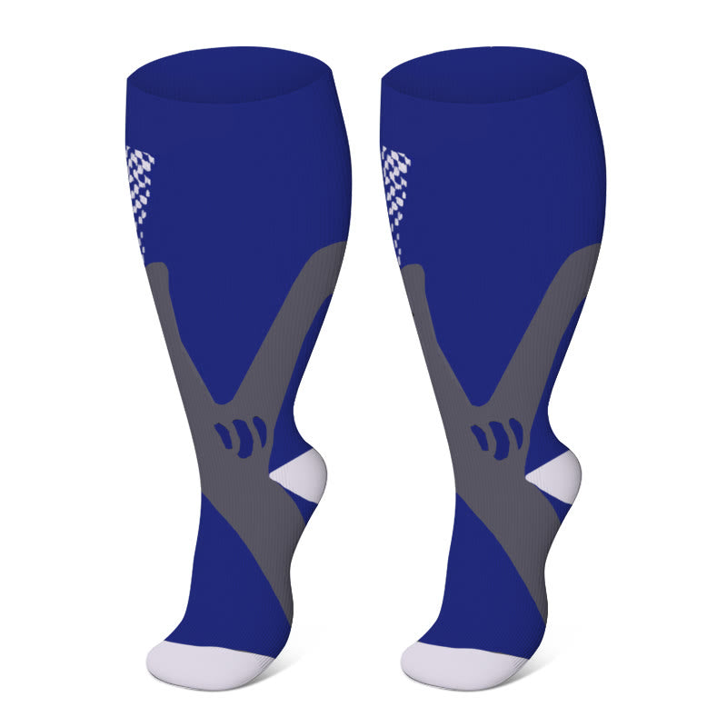Chaussettes de compression à rayures vives grandes tailles 2XL à 7XL - Bleu - 7XL - image 19