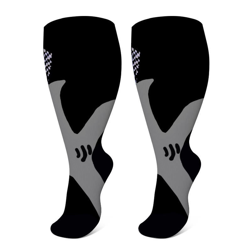 Chaussettes de compression à rayures vives grandes tailles 2XL à 7XL - Noir-A - 7XL - image 17
