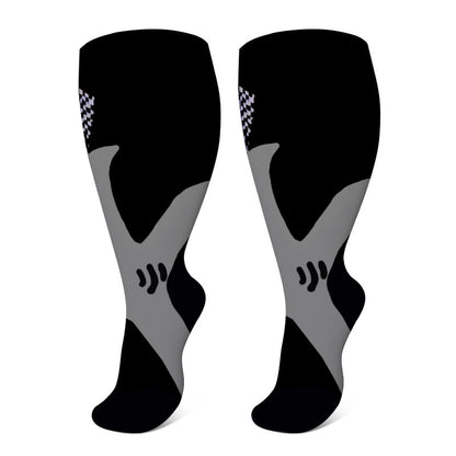 Chaussettes de compression à rayures vives grandes tailles 2XL à 7XL - Noir-A - 7XL - image 17