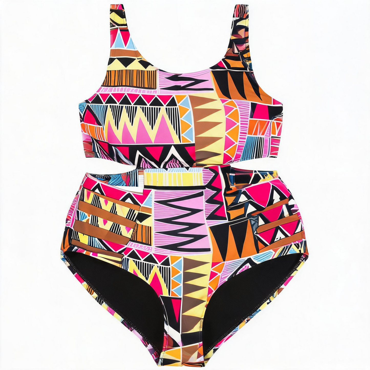 Maillot de bain une pièce taille haute à imprimé géométrique tribal - image 8