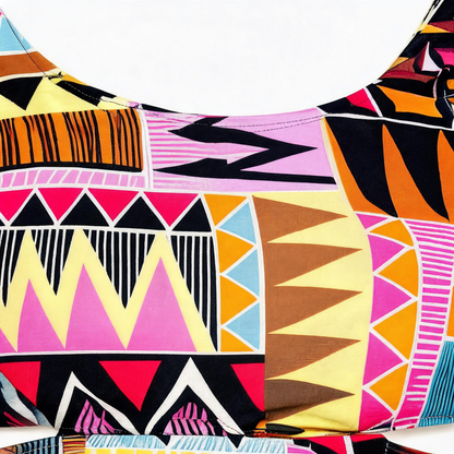 Maillot de bain une pièce taille haute à imprimé géométrique tribal - image 4