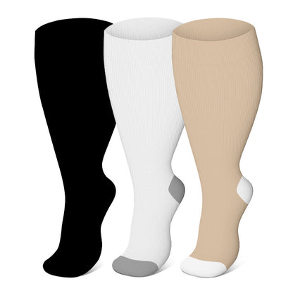 Chaussettes de compression élastiques unies grandes tailles - image 0