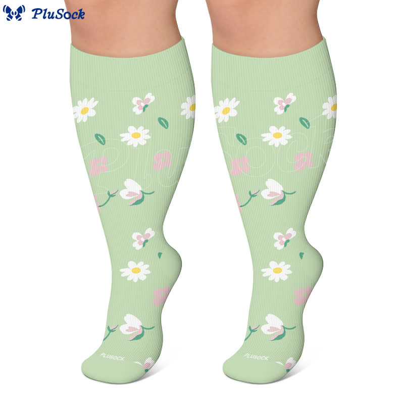 Chaussettes de compression grandes tailles à motif marguerite et abeille - image 6