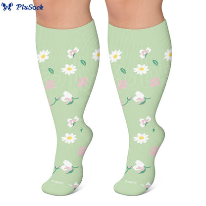 Chaussettes de compression grandes tailles à motif marguerite et abeille - image 6