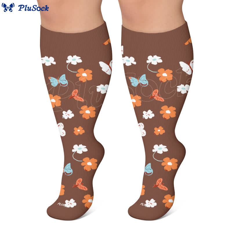 Chaussettes de compression grandes tailles à motif marguerite et abeille - image 7