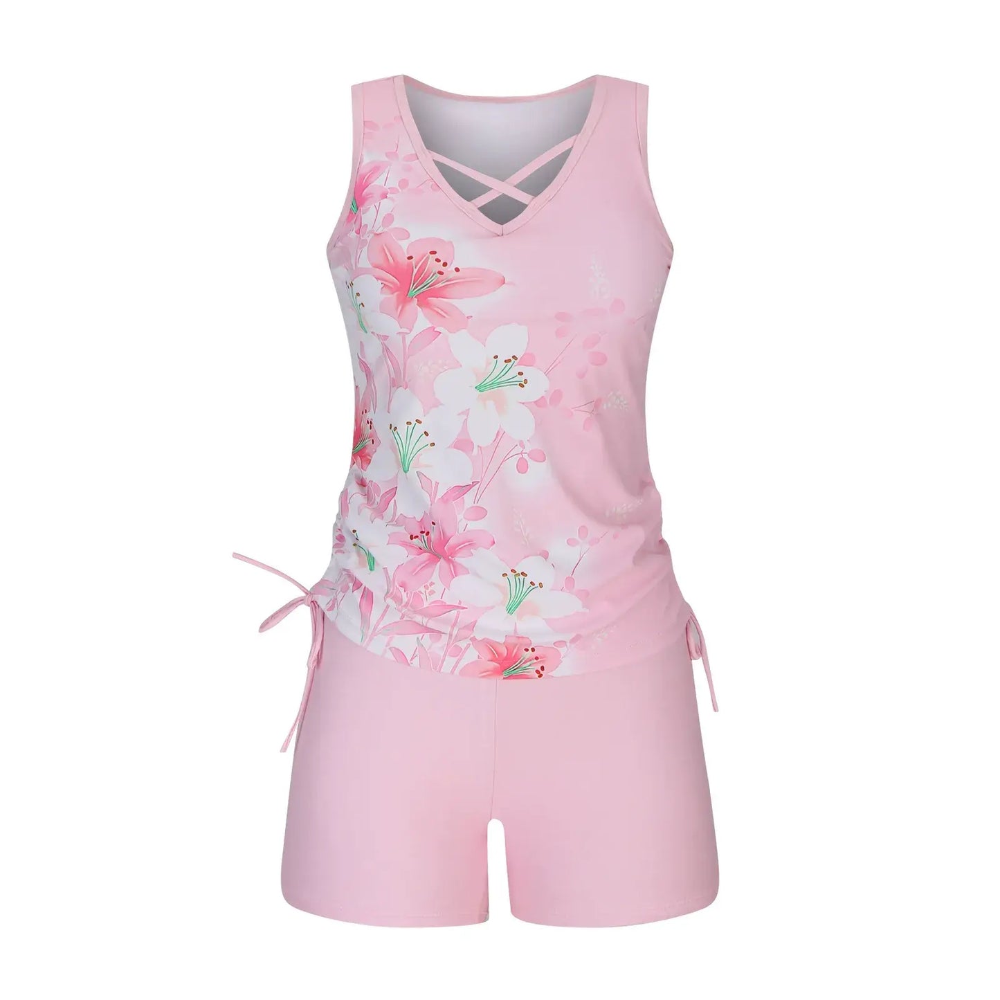 Ensemble tankini à bretelles croisées fleuries - image 8