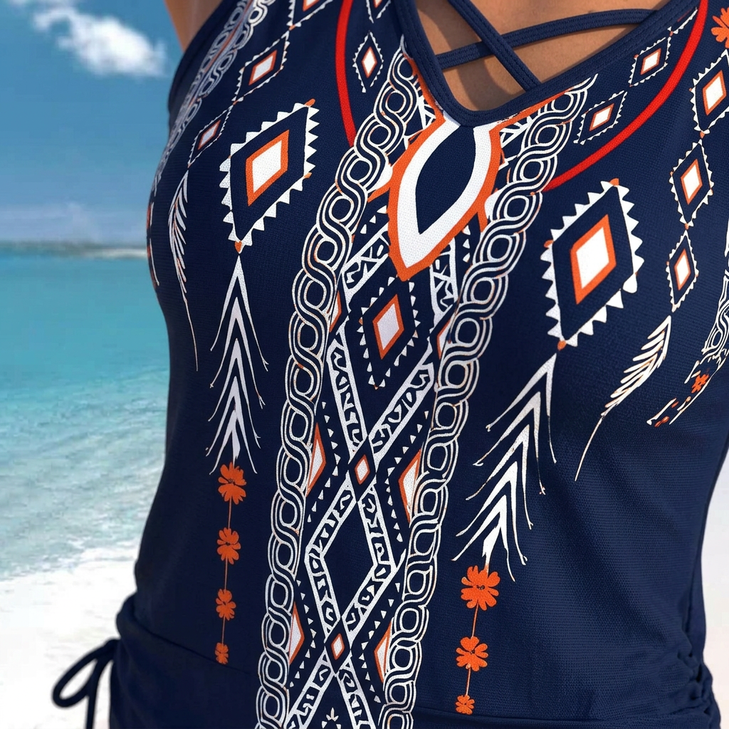 Ensemble tankini à bretelles croisées fleuries - image 5