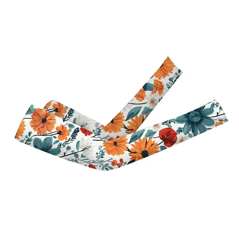 Manchons rafraîchissants à imprimé floral (2 paires) - Orange - One Size - image 0