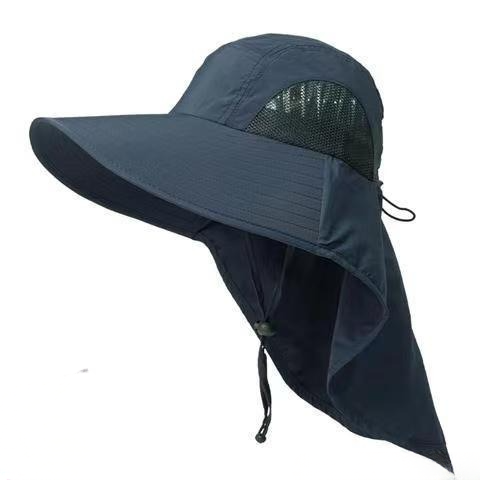 Chapeau de soleil respirant avec protection pour la nuque - Bleu marine - One Size - Pas de masque - image 3