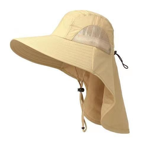 Chapeau de soleil respirant avec protection pour la nuque - Kaki - One Size - Pas de masque - image 1